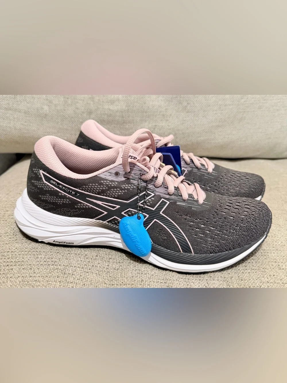 Asics Women's Pink and Gray Athletic Running Sneakers